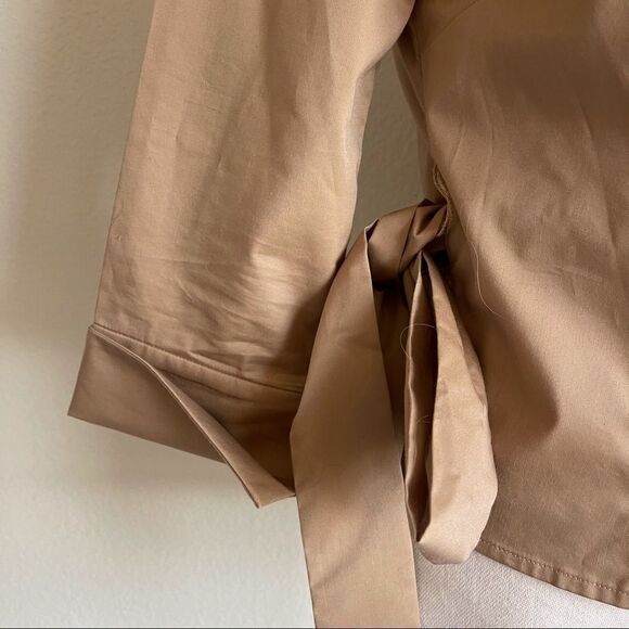 Express Sateen Wrap Top, Tan, Size 1/2 - Picture 3 of 9